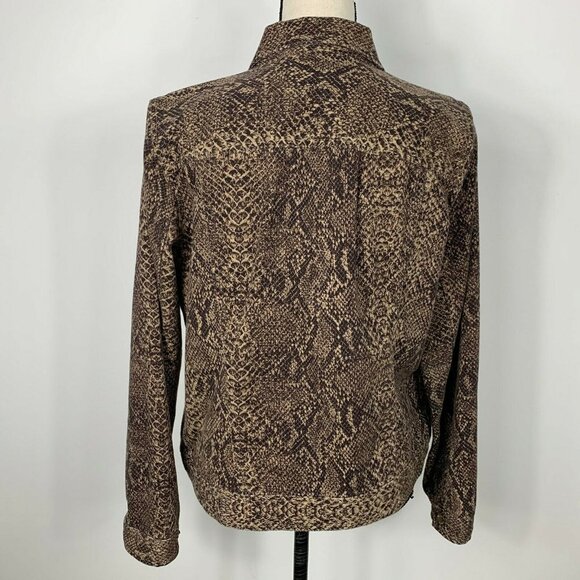 Chaps Womens Size L Brown Reptile Print 5 button J - Picture 5 of 7